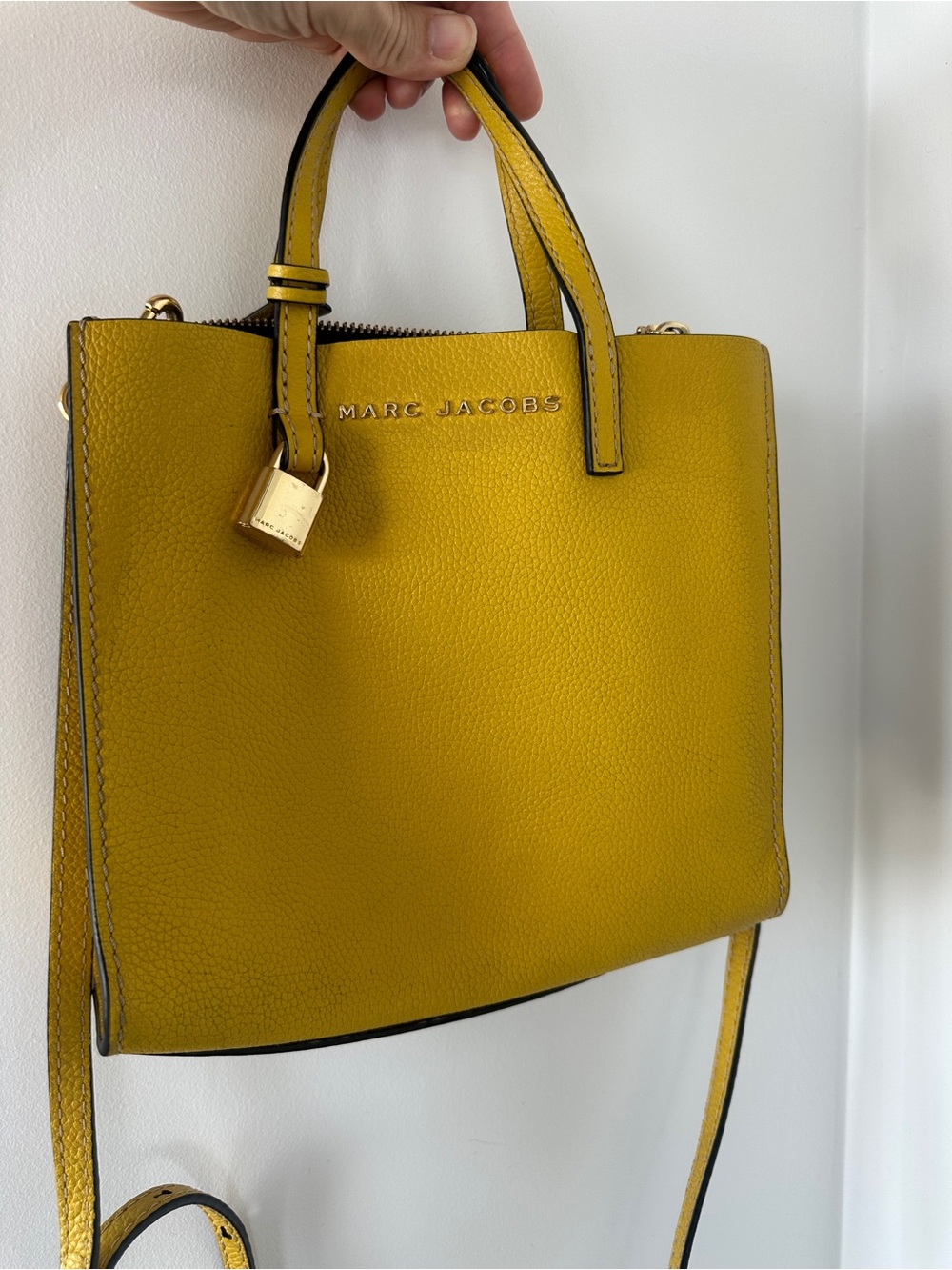 Marc Jacobs Yellow Pebbled Leather Satchel with Gold Hardware